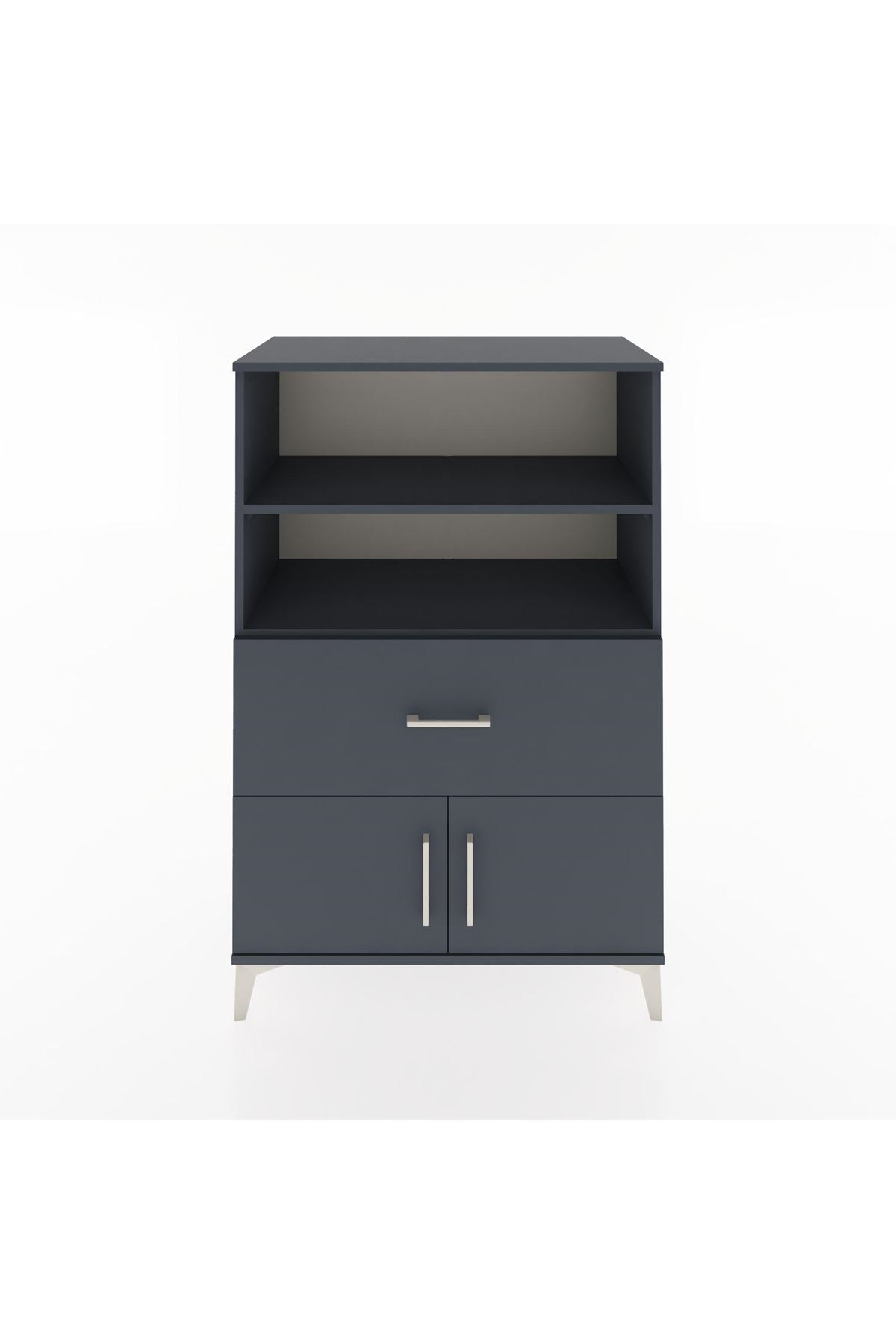 Hyperion Dolap 2 Raflı Tek Çekmeceli 2 Kapaklı 88x44x134 Antrasit-Antrasit