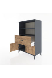 Hyperion Dolap 2 Raflı Tek Çekmeceli 2 Kapaklı 88x44x134 Antrasit-Çam