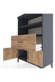 Hyperion Dolap 2 Raflı Tek Çekmeceli 2 Kapaklı 88x44x134 Antrasit-Çam
