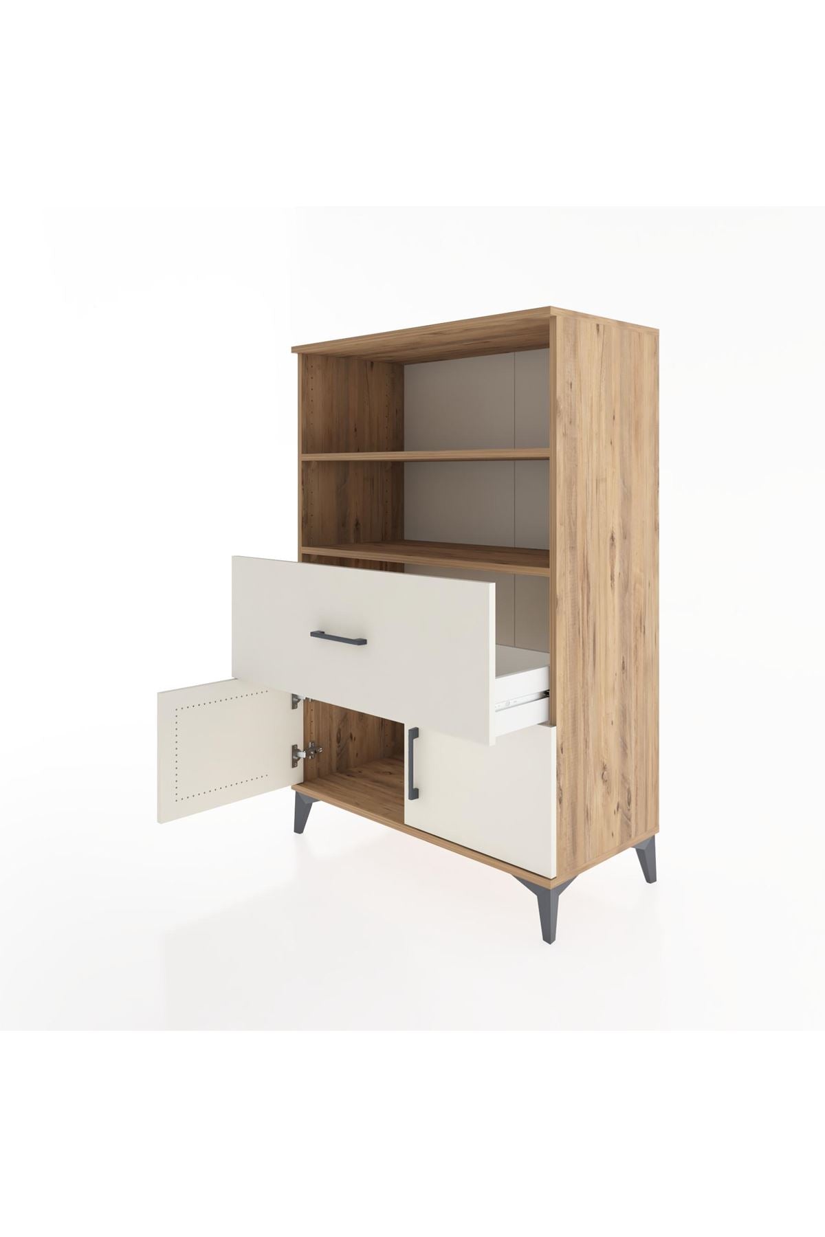 Hyperion Dolap 2 Raflı Tek Çekmeceli 2 Kapaklı 88x44x134 Çam-Aytaşı