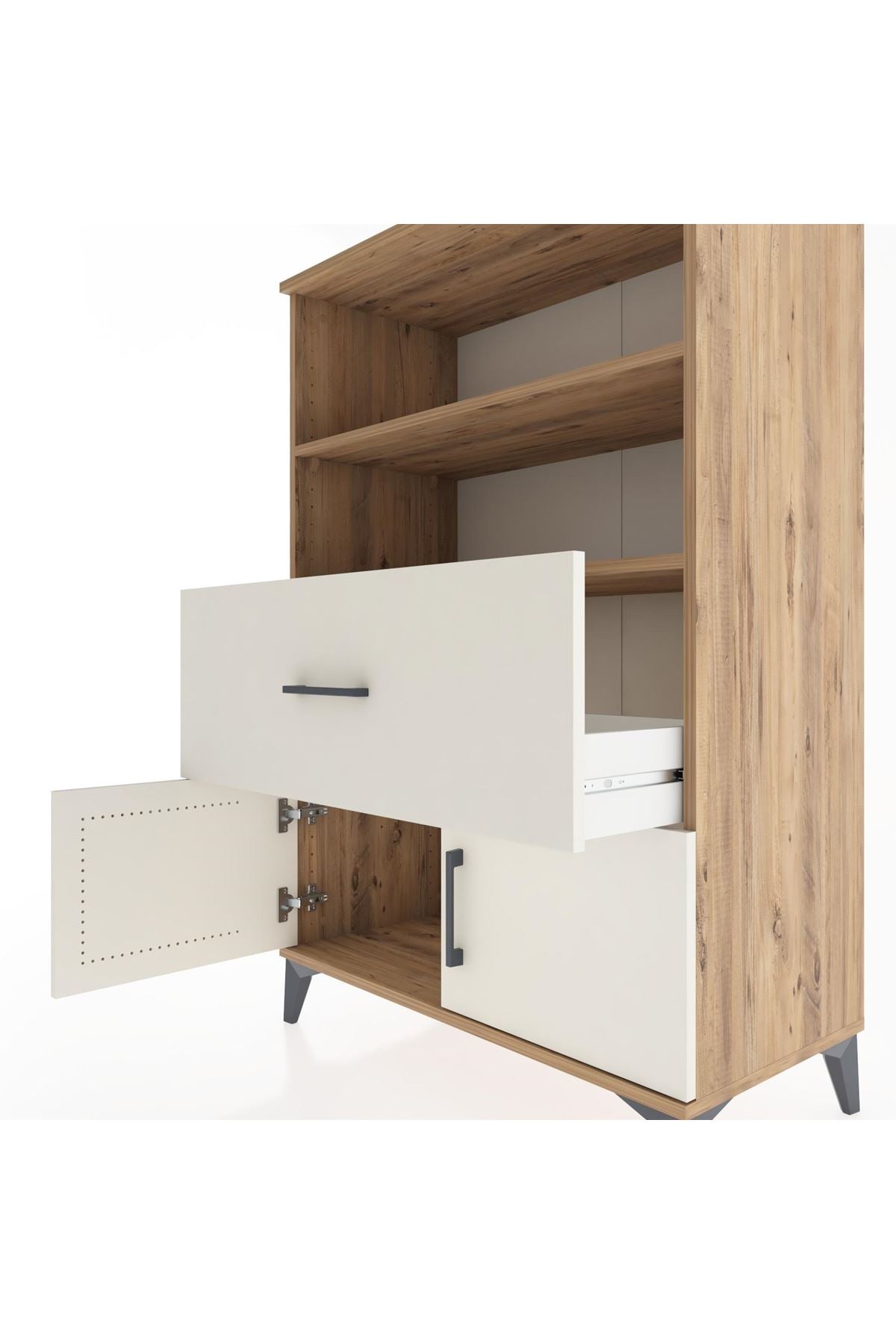 Hyperion Dolap 2 Raflı Tek Çekmeceli 2 Kapaklı 88x44x134 Çam-Aytaşı