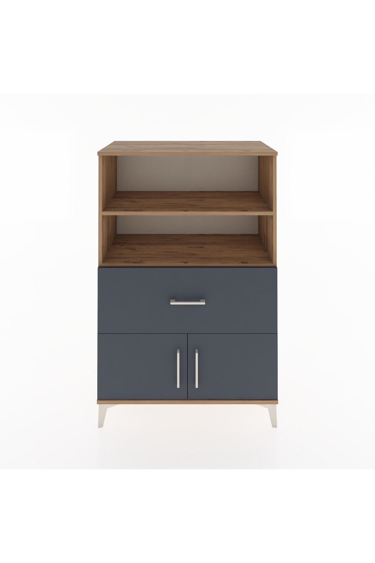 Hyperion Dolap 2 Raflı Tek Çekmeceli 2 Kapaklı 88x44x134 Çam-Antrasit