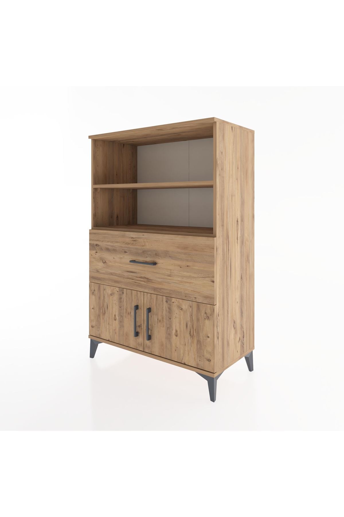 Hyperion Dolap 2 Raflı Tek Çekmeceli 2 Kapaklı 88x44x134 Çam-Çam