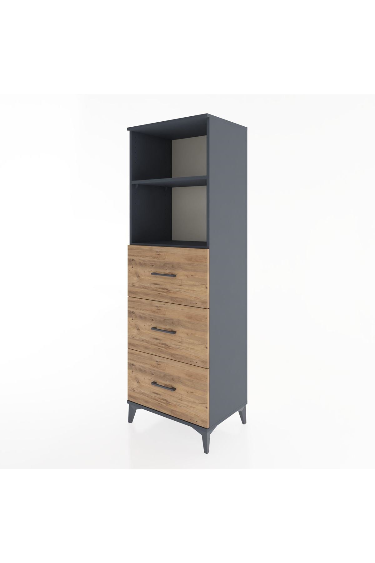 Hyperion Dolap 2 Raflı 3 Çekmeceli 60x44x182 Antrasit-Çam