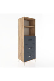 Hyperion Dolap 2 Raflı 3 Çekmeceli 60x44x182 Çam-Antrasit