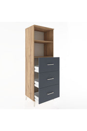 Hyperion Dolap 2 Raflı 3 Çekmeceli 60x44x182 Çam-Antrasit