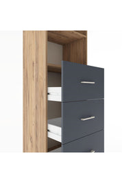 Hyperion Dolap 2 Raflı 3 Çekmeceli 60x44x182 Çam-Antrasit