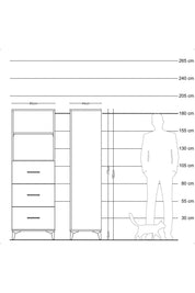 Hyperion Dolap 2 Raflı 3 Çekmeceli 60x44x182 Çam-Antrasit