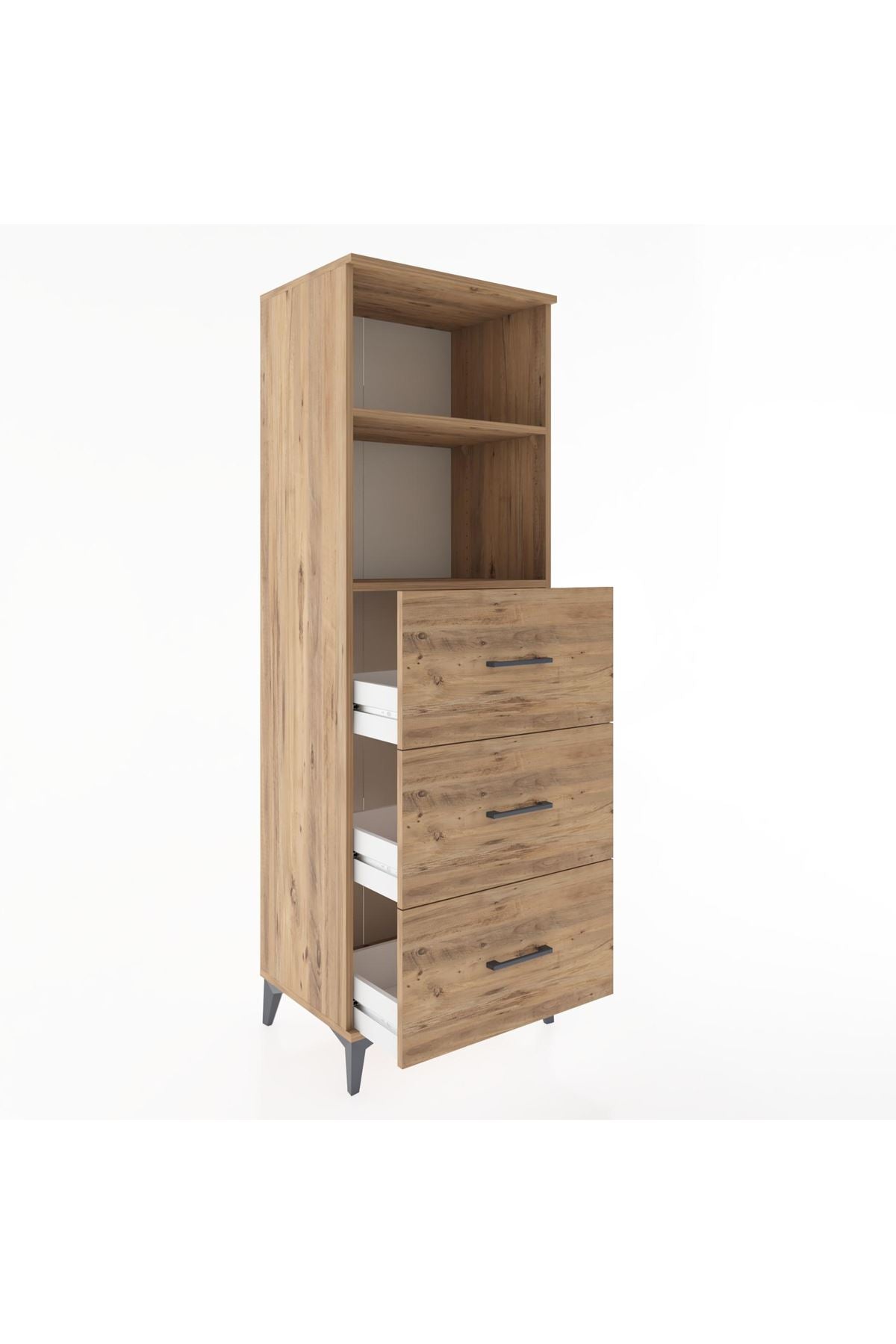 Hyperion Dolap 2 Raflı 3 Çekmeceli 60x44x182 Çam-Çam