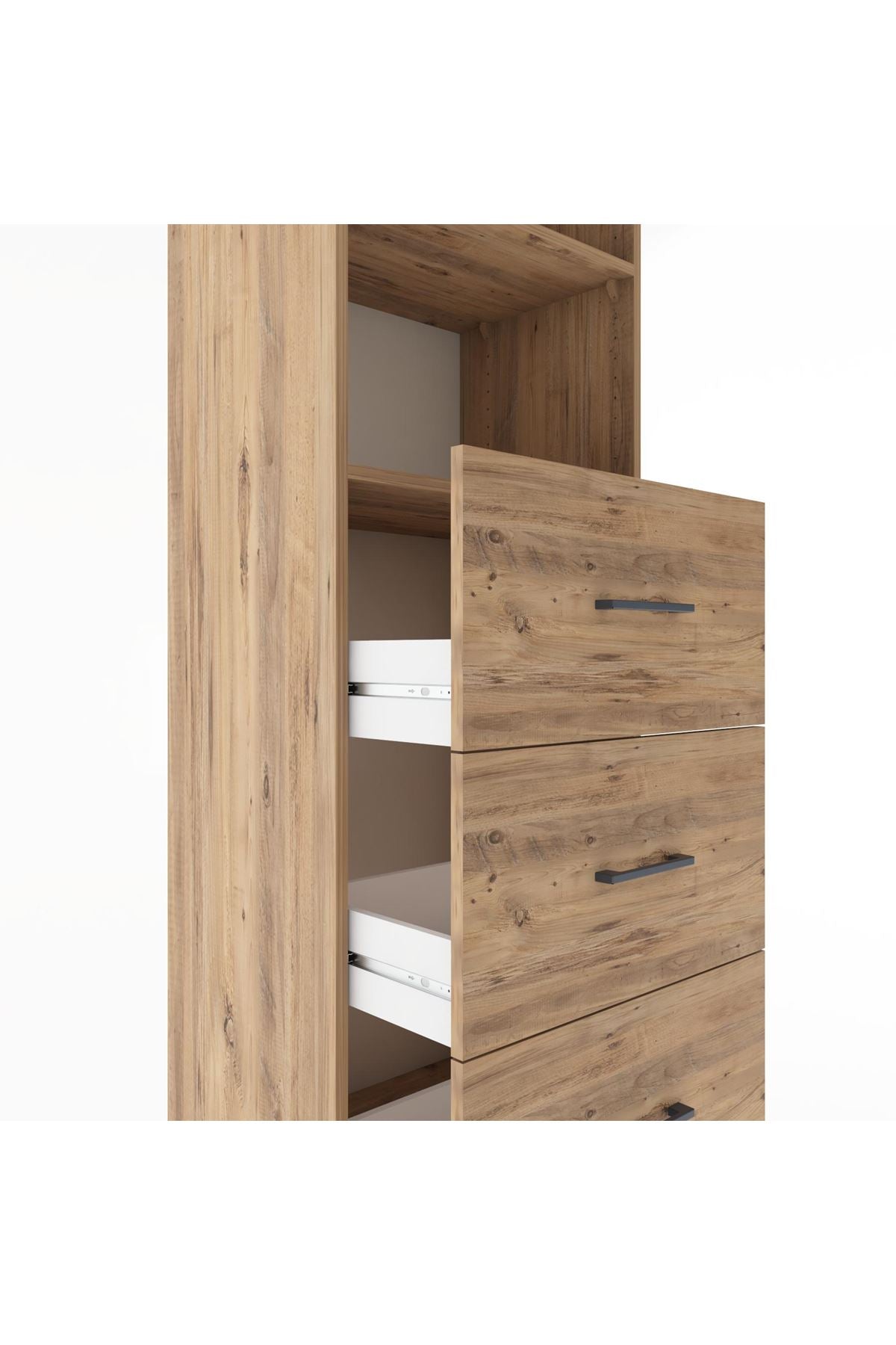 Hyperion Dolap 2 Raflı 3 Çekmeceli 60x44x182 Çam-Çam