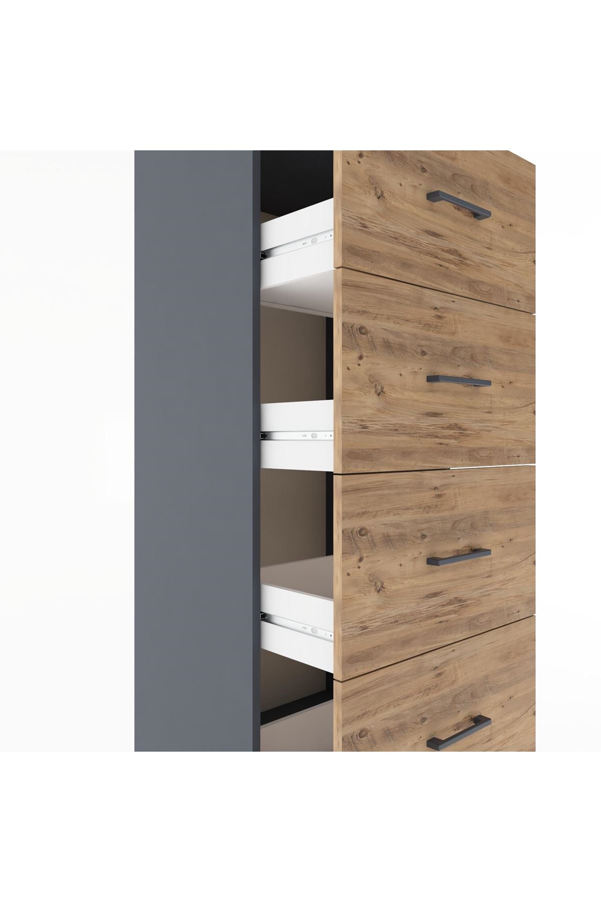 Hyperion Dolap Tek Raflı 4 Çekmeceli 60x44x182 - S56M052V6B