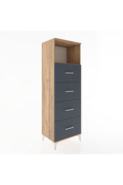 Hyperion Dolap Tek Raflı 4 Çekmeceli 60x44x182 Çam-Antrasit