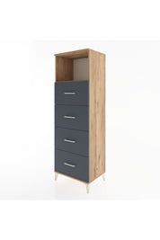 Hyperion Dolap Tek Raflı 4 Çekmeceli 60x44x182 Çam-Antrasit