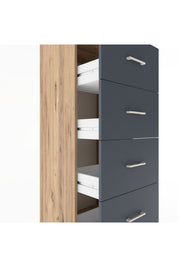 Hyperion Dolap Tek Raflı 4 Çekmeceli 60x44x182 Çam-Antrasit