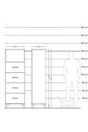 Hyperion Dolap Tek Raflı 4 Çekmeceli 60x44x182 Çam-Antrasit