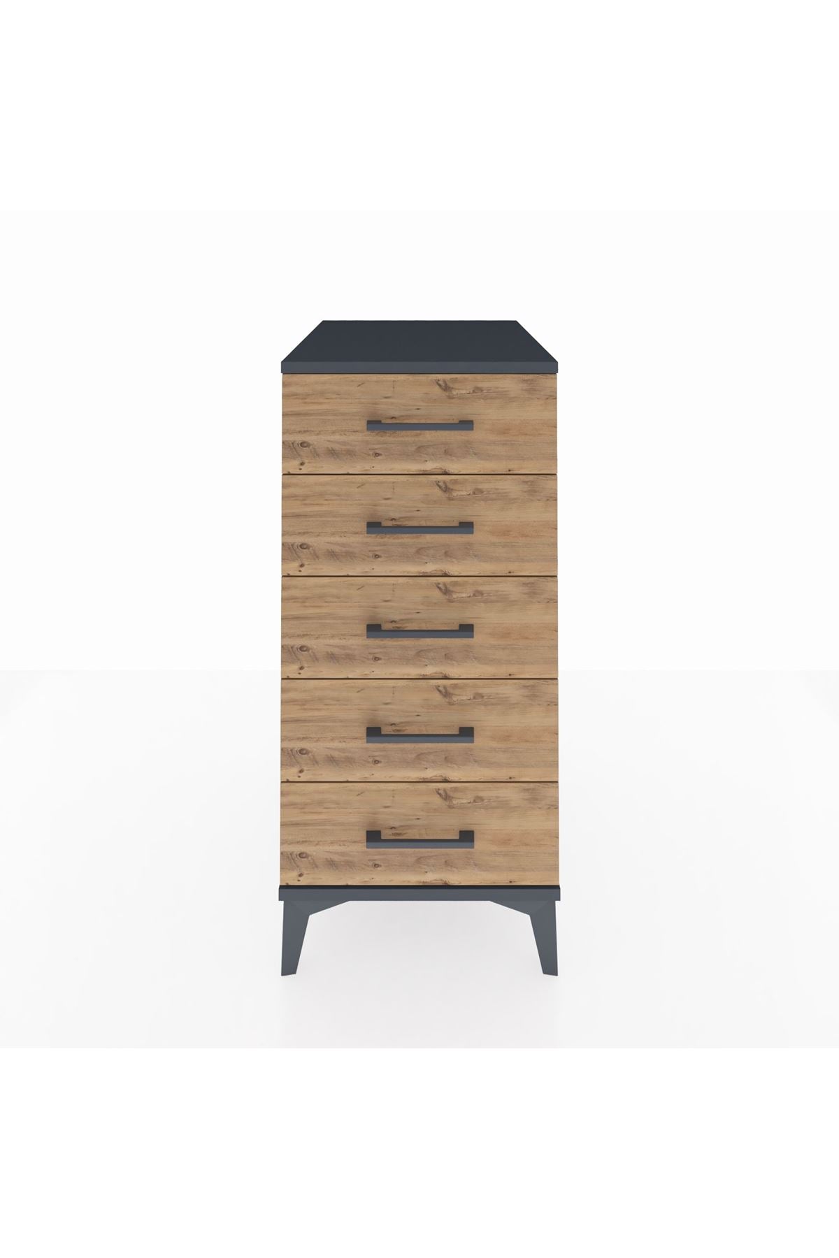 Kronos Komodin 5 Çekmeceli 44x59x96 Antrasit-Çam