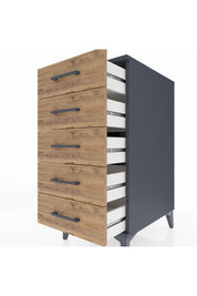 Kronos Komodin 5 Çekmeceli 44x59x96 Antrasit-Çam