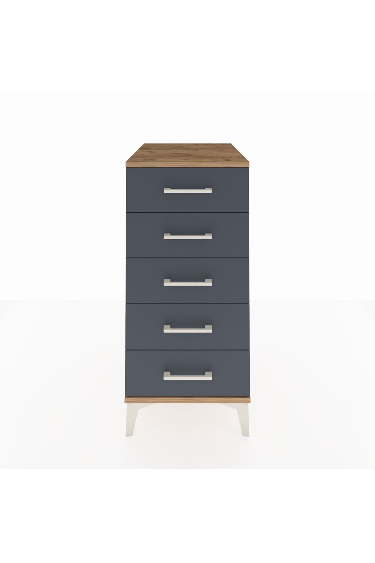 Kronos Komodin 5 Çekmeceli 44x59x96 Çam-Antrasit