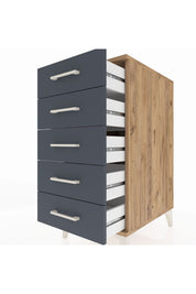 Kronos Komodin 5 Çekmeceli 44x59x96 Çam-Antrasit