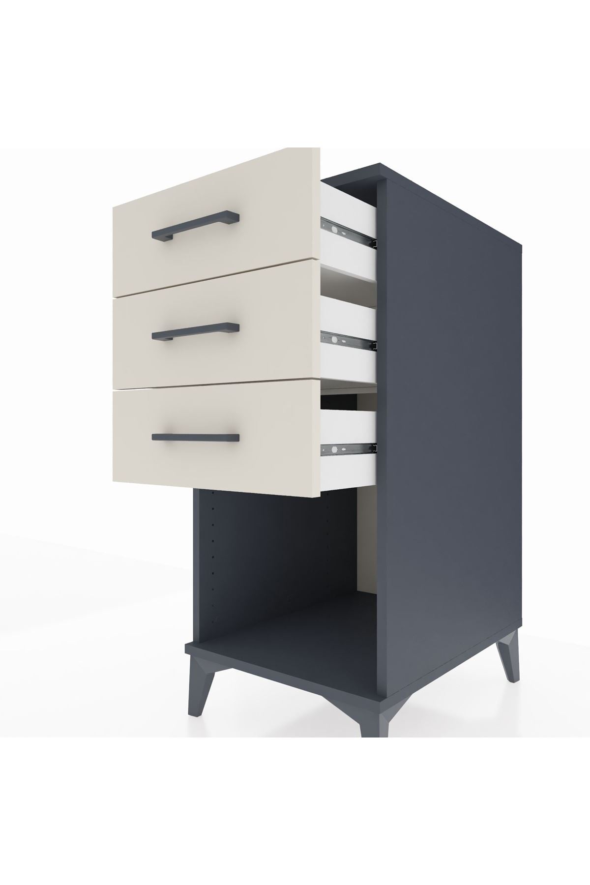 Kronos Komodin 3 Çekmeceli 44x59x96 Antrasit-Aytaşı
