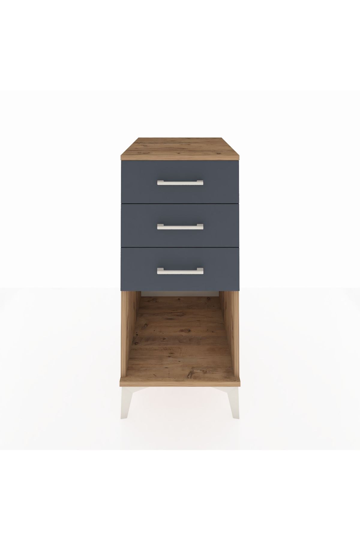 Kronos Komodin 3 Çekmeceli 44x59x96 Çam-Antrasit