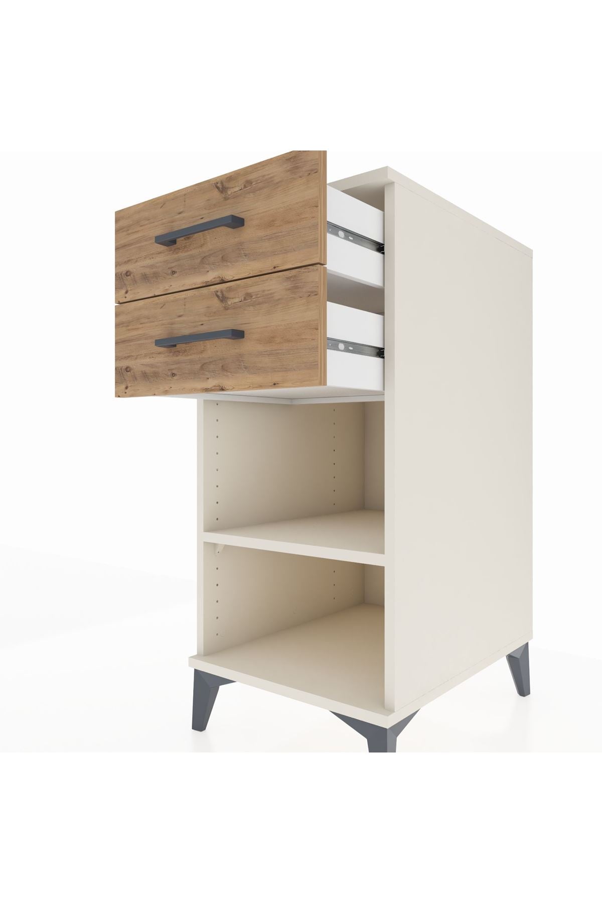 Kronos Komodin Tek Raflı 2 Çekmeceli 44x59x96 Aytaşı-Çam