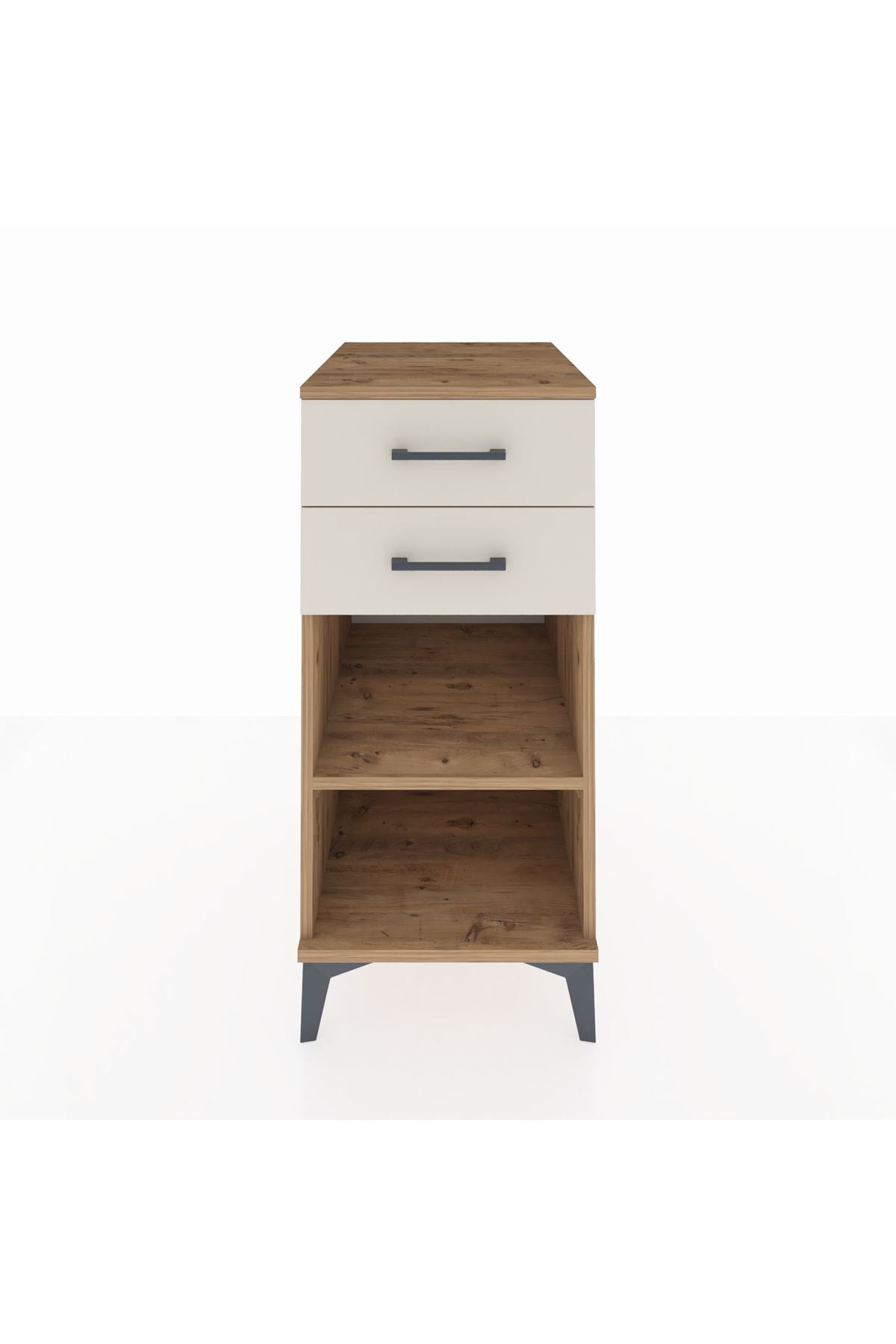 Kronos Komodin Tek Raflı 2 Çekmeceli 44x59x96 Çam-Aytaşı