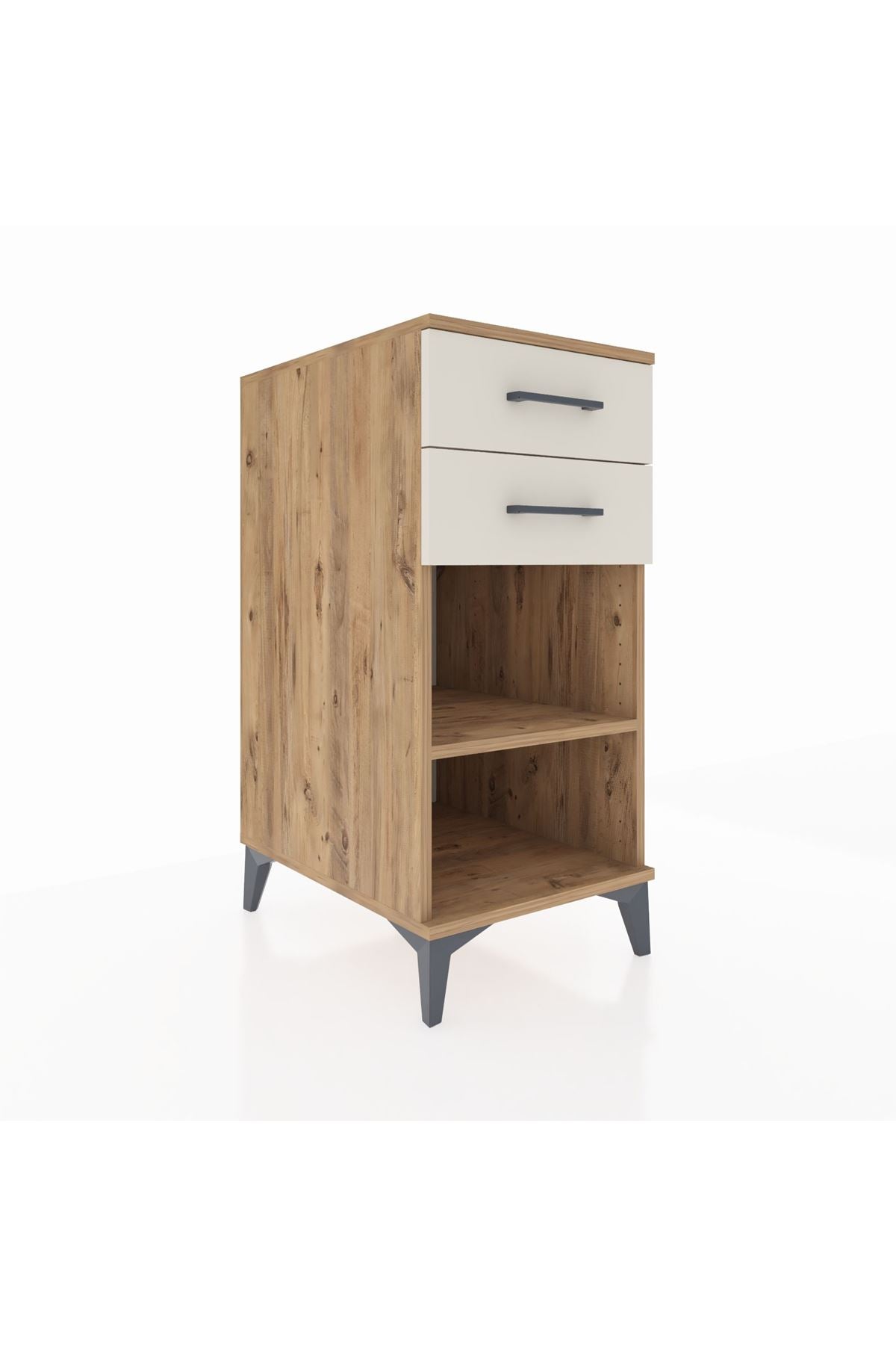 Kronos Komodin Tek Raflı 2 Çekmeceli 44x59x96 Çam-Aytaşı