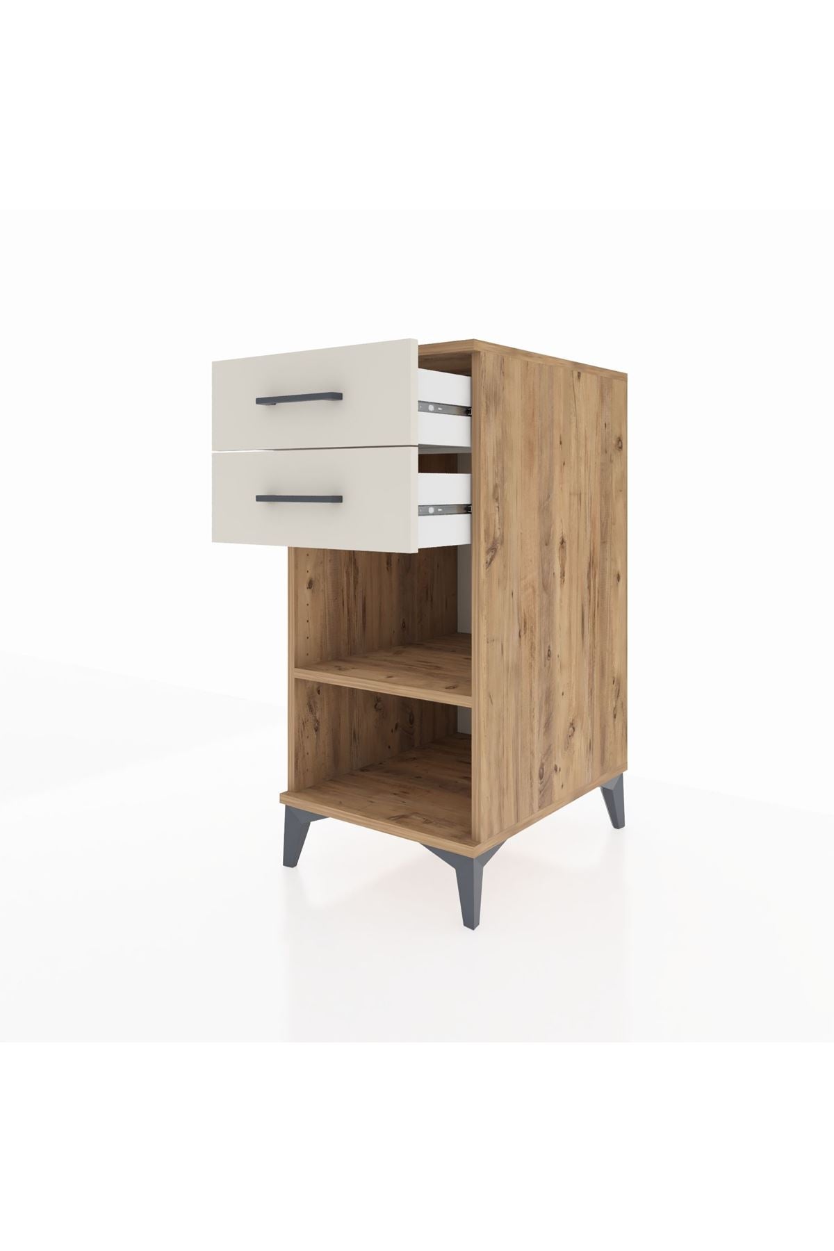 Kronos Komodin Tek Raflı 2 Çekmeceli 44x59x96 Çam-Aytaşı