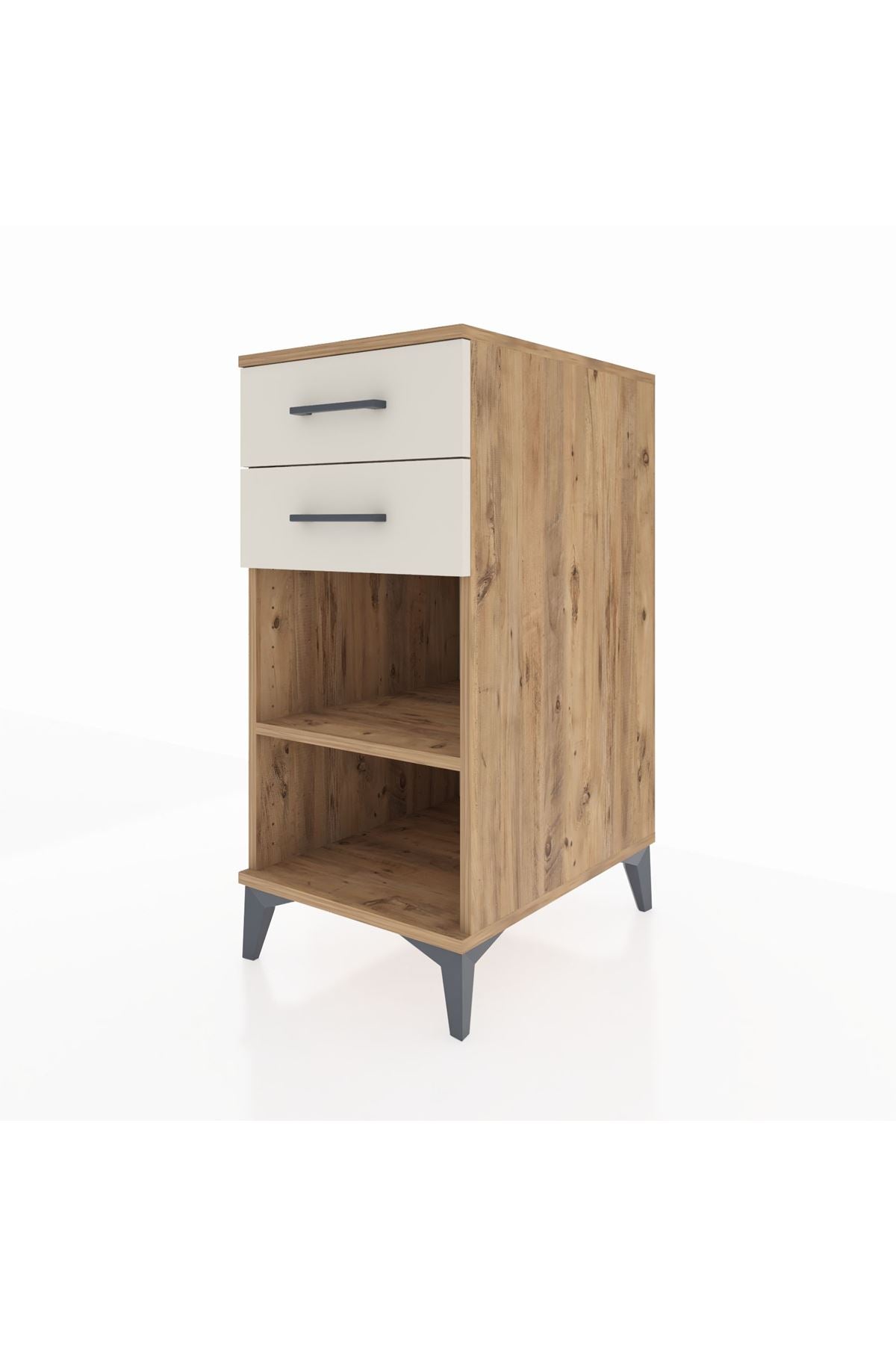 Kronos Komodin Tek Raflı 2 Çekmeceli 44x59x96 Çam-Aytaşı