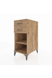 Kronos Komodin Tek Raflı 2 Çekmeceli 44x59x96 Çam-Çam