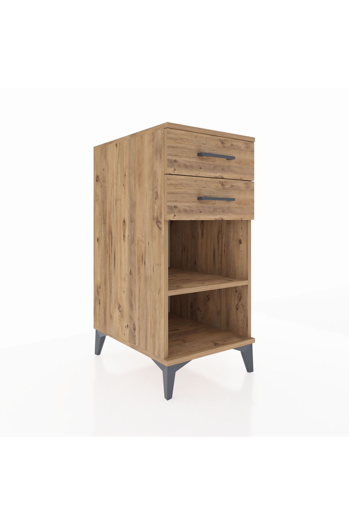 Kronos Komodin Tek Raflı 2 Çekmeceli 44x59x96 Çam-Çam