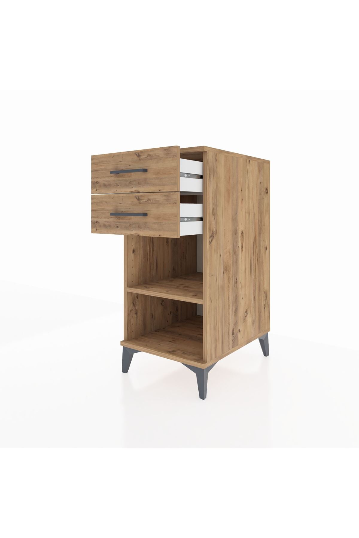 Kronos Komodin Tek Raflı 2 Çekmeceli 44x59x96 Çam-Çam