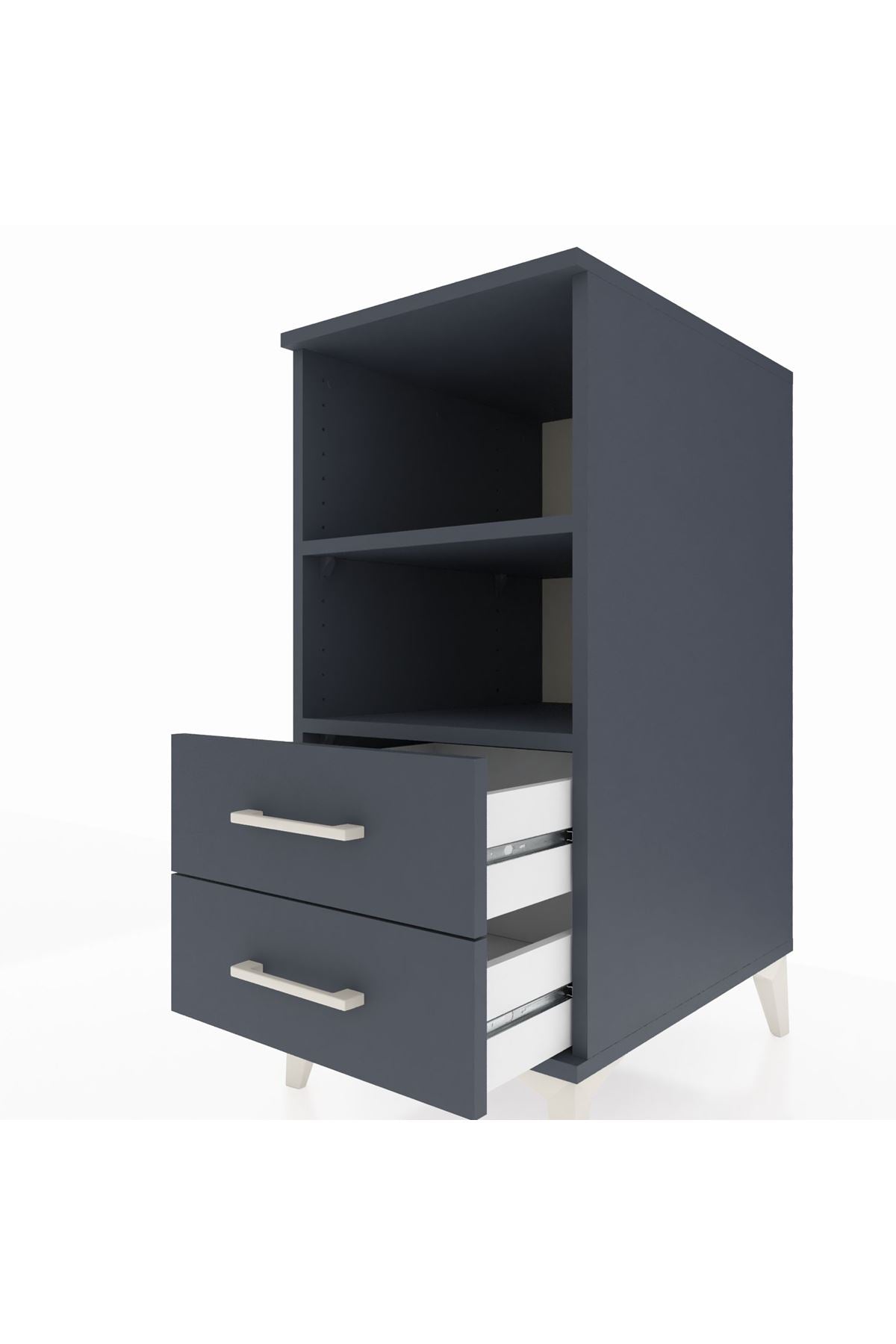 Kronos Komodin 2 Raflı 2 Çekmeceli 44x59x96 Antrasit-Antrasit