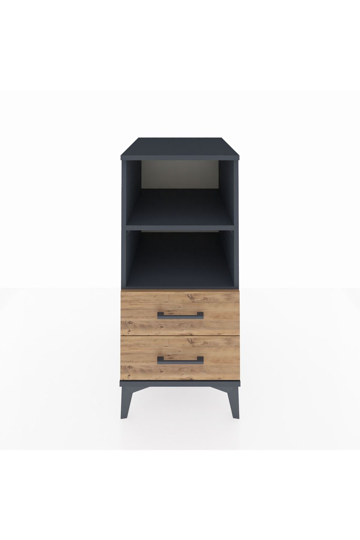 Kronos Komodin 2 Raflı 2 Çekmeceli 44x59x96 Antrasit-Çam