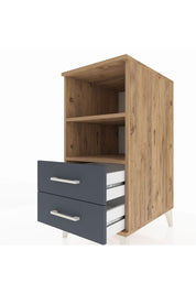Kronos Komodin 2 Raflı 2 Çekmeceli 44x59x96 Çam-Antrasit