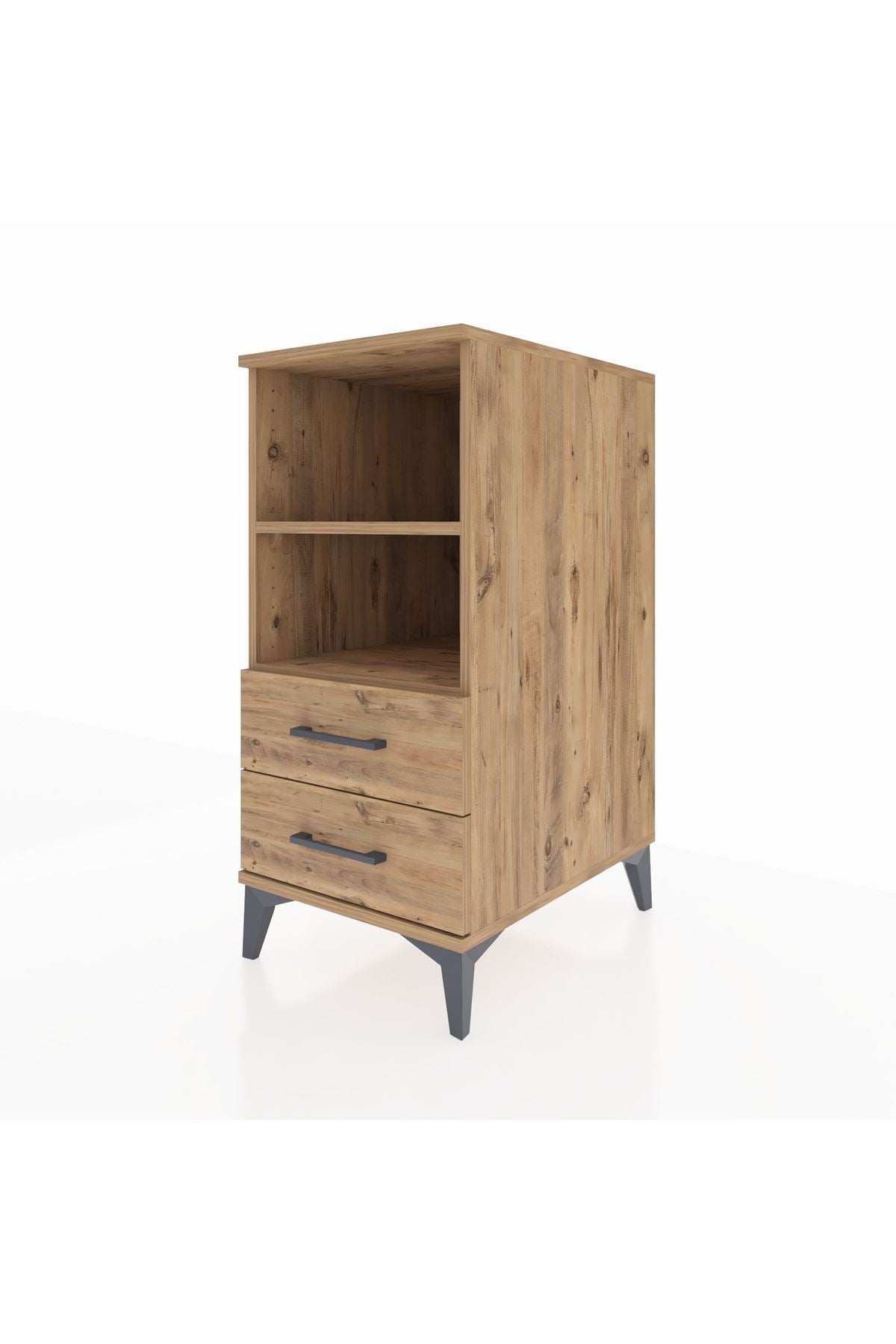 Kronos Komodin 2 Raflı 2 Çekmeceli 44x59x96 Çam-Çam