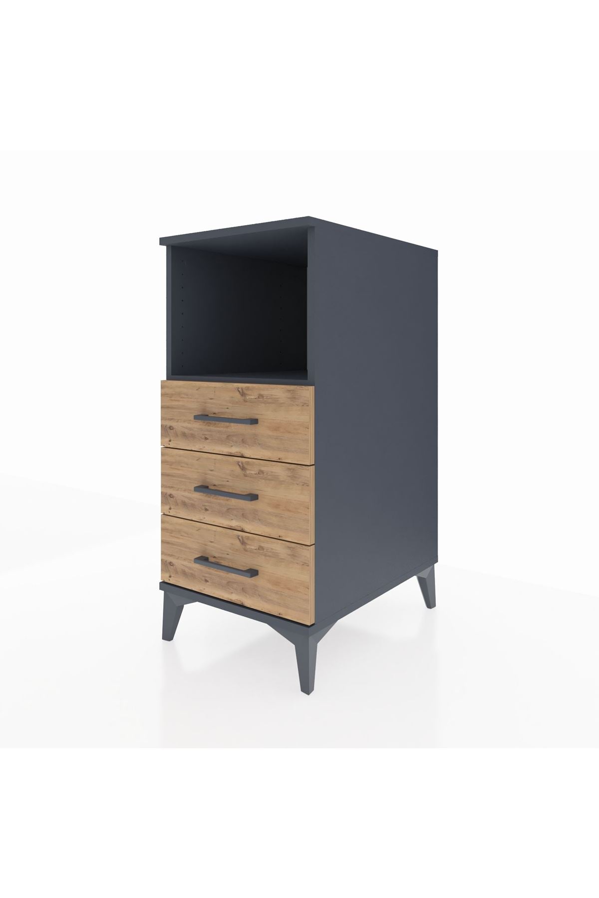 Kronos Komodin Tek Raflı 3 Çekmeceli 44x59x96 Antrasit-Çam