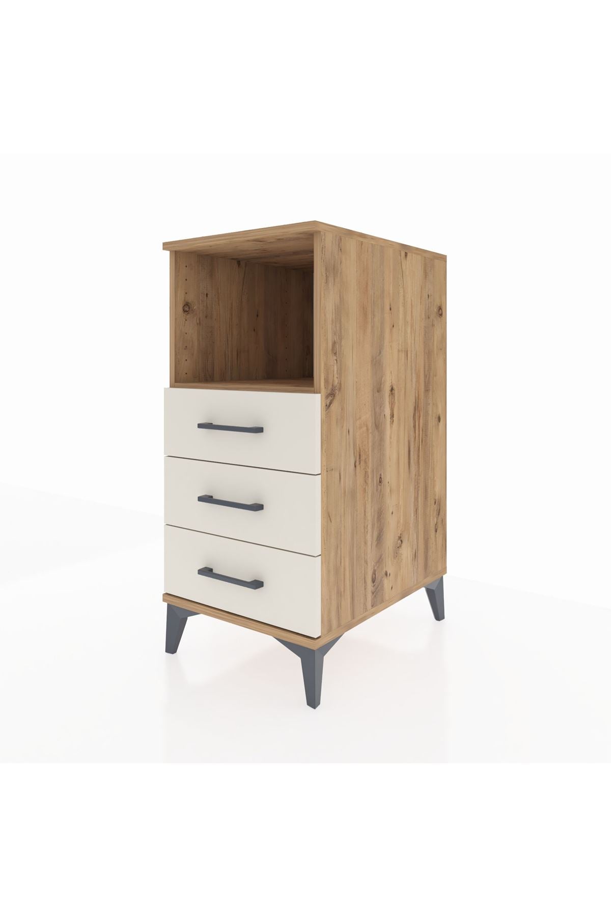 Kronos Komodin Tek Raflı 3 Çekmeceli 44x59x96 Çam-Aytaşı