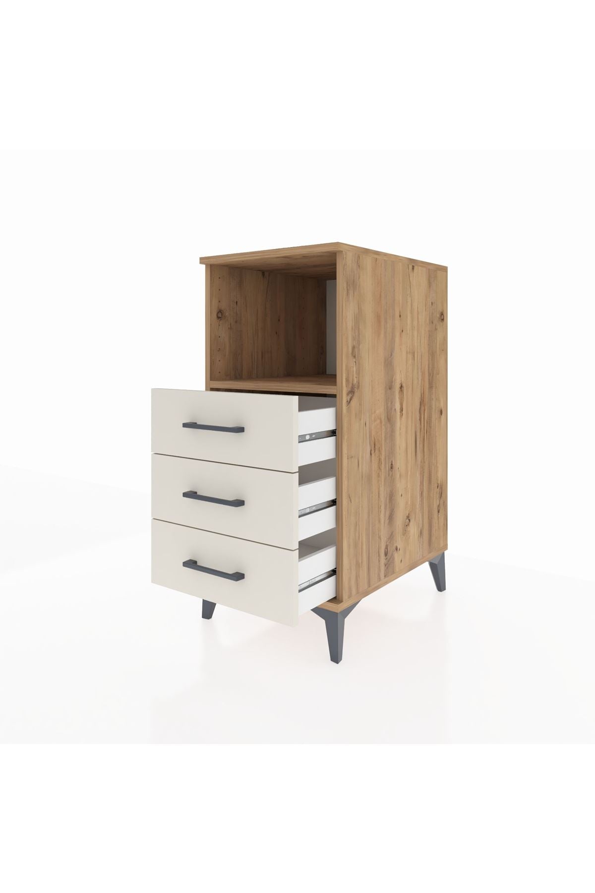 Kronos Komodin Tek Raflı 3 Çekmeceli 44x59x96 Çam-Aytaşı