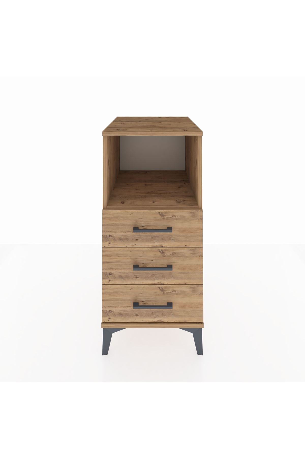 Kronos Komodin Tek Raflı 3 Çekmeceli 44x59x96 Çam-Çam