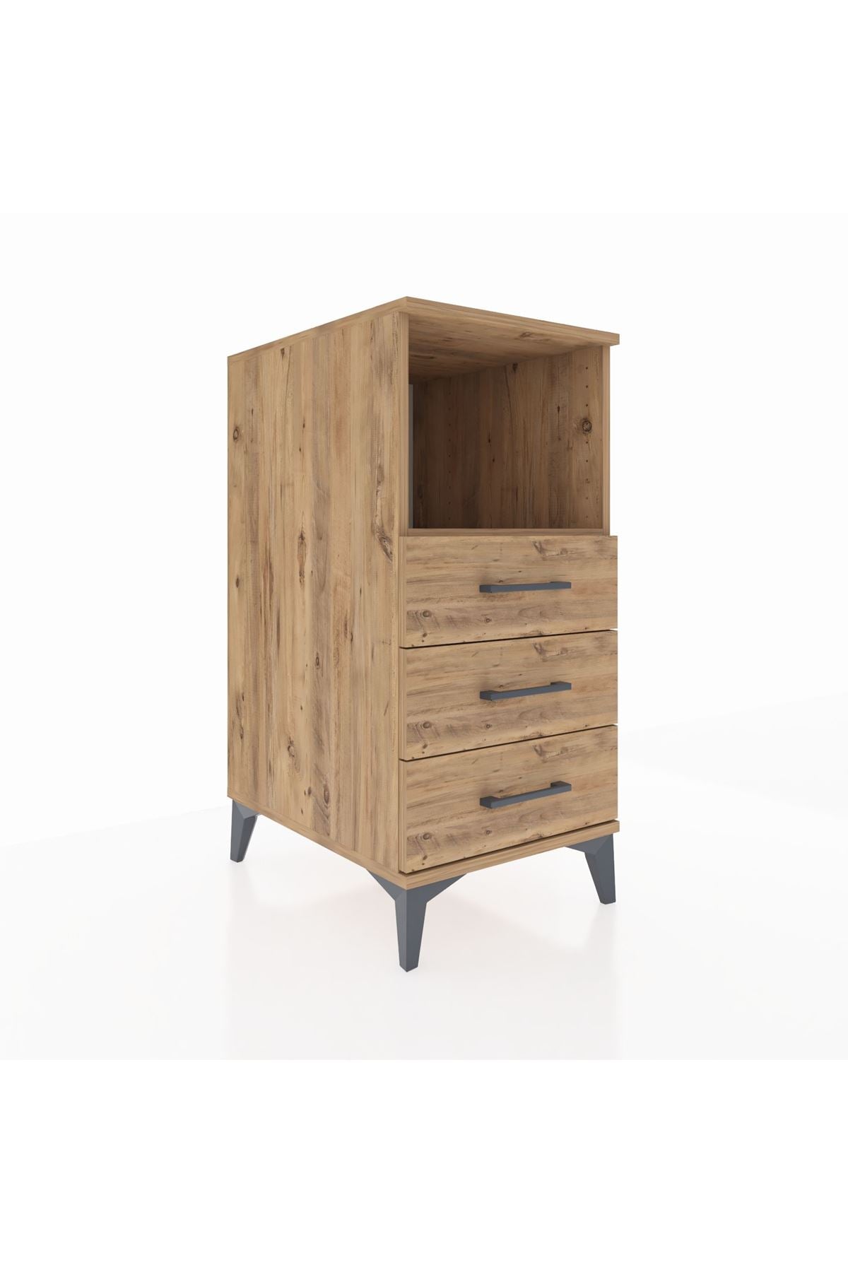 Kronos Komodin Tek Raflı 3 Çekmeceli 44x59x96 Çam-Çam