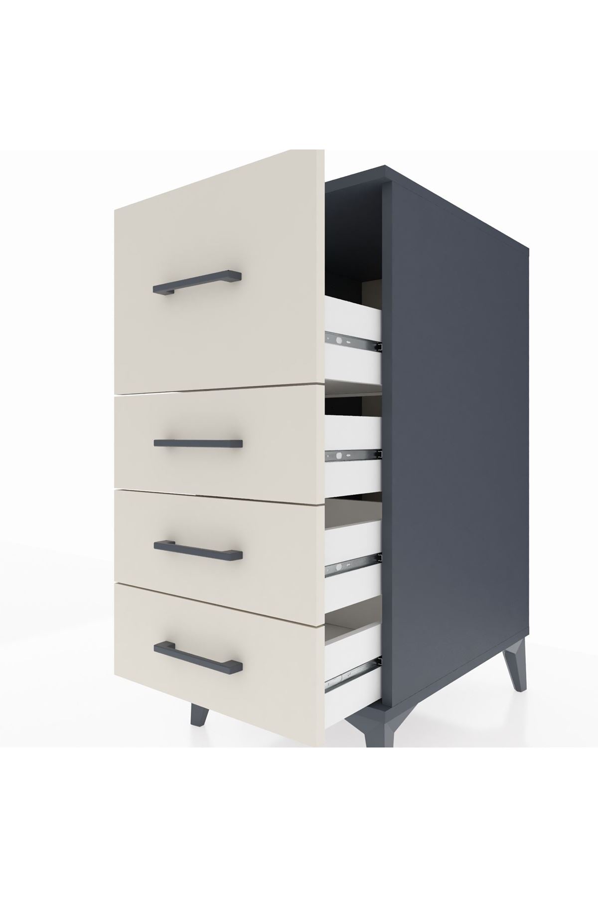 Kronos Komodin 4 Çekmeceli 44x59x96 Antrasit-Aytaşı