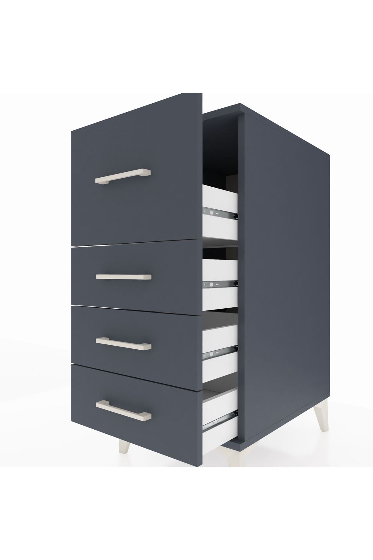 Kronos Komodin 4 Çekmeceli 44x59x96 Antrasit-Antrasit