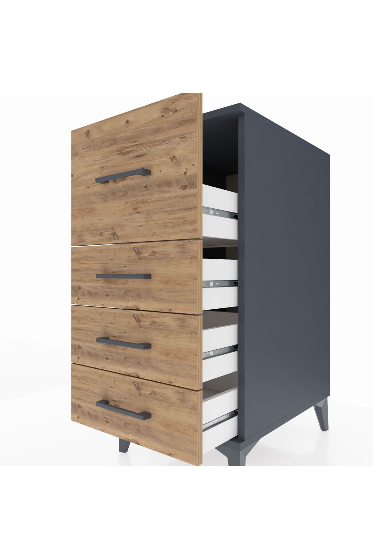 Kronos Komodin 4 Çekmeceli 44x59x96 Antrasit-Çam