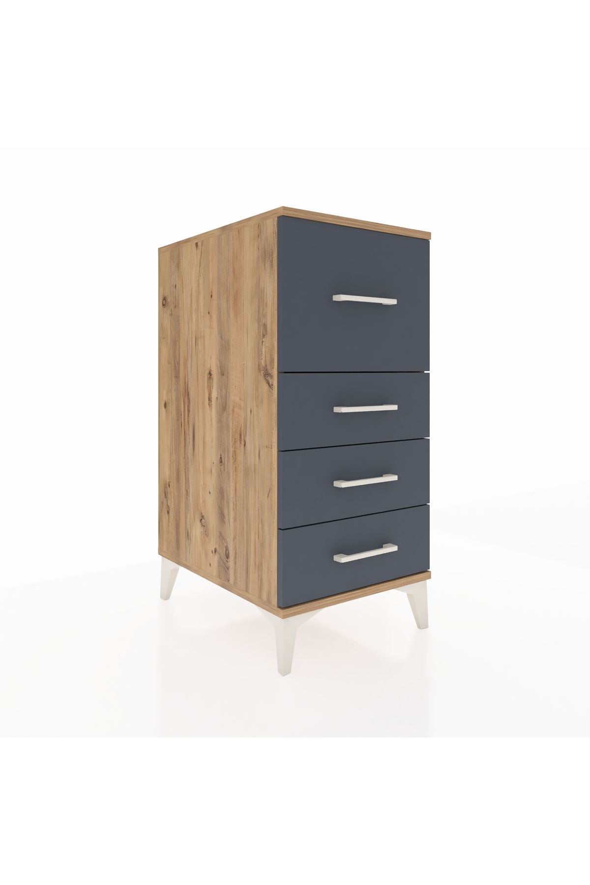 Kronos Komodin 4 Çekmeceli 44x59x96 Çam-Antrasit