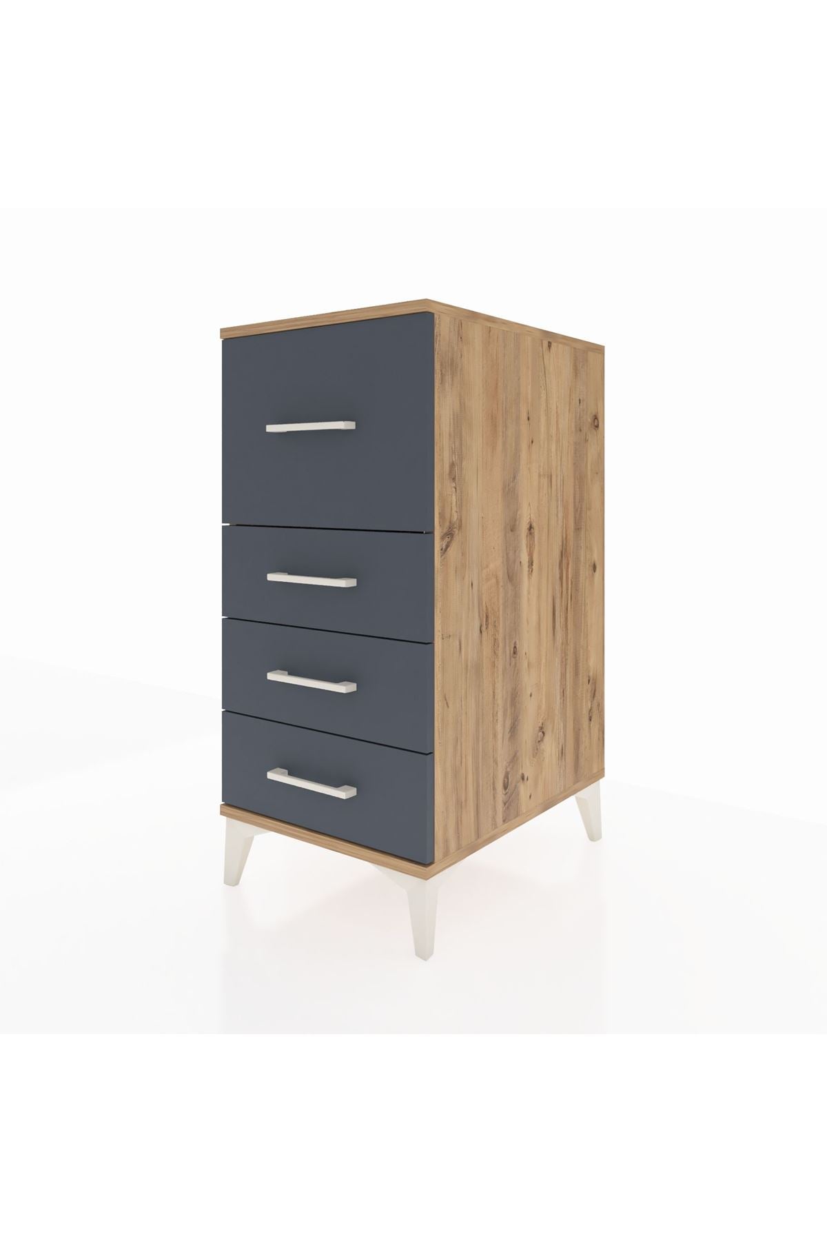 Kronos Komodin 4 Çekmeceli 44x59x96 Çam-Antrasit