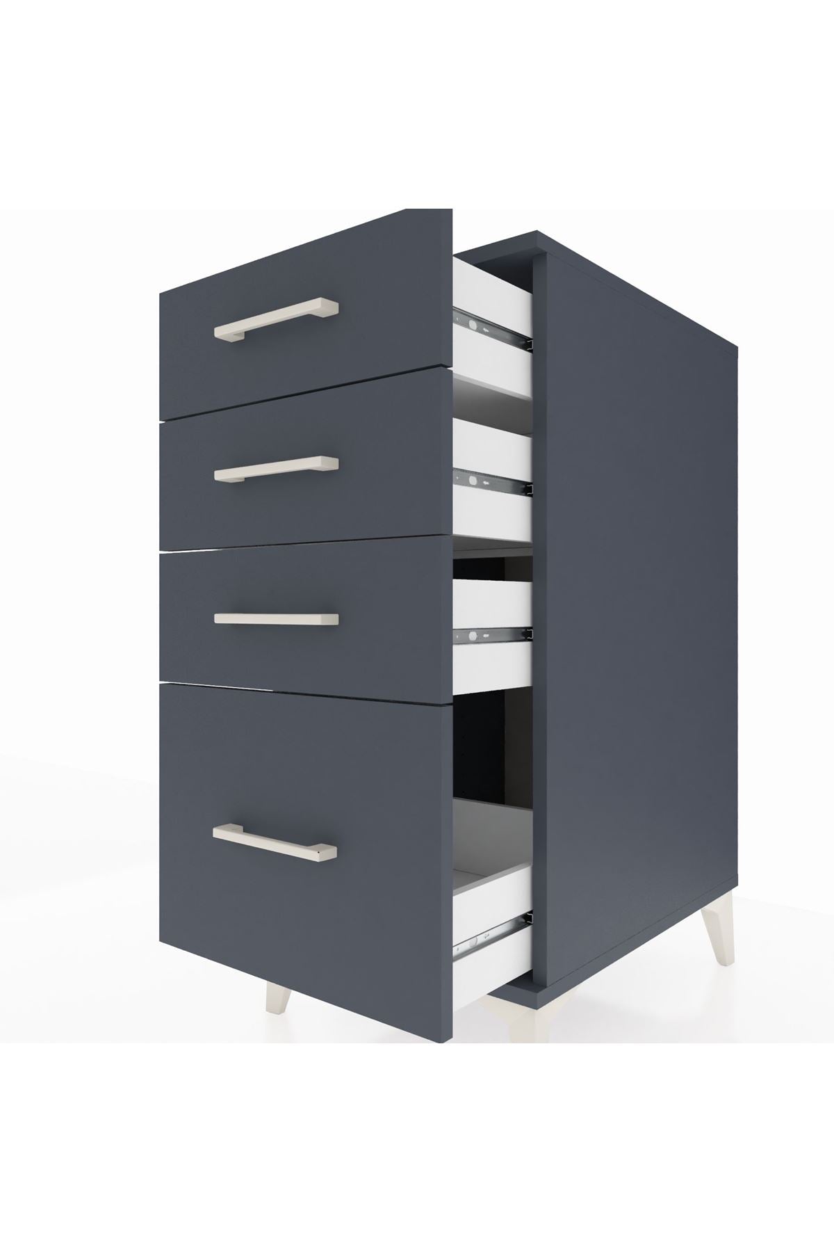 Kronos Komodin 4 Çekmeceli 44x59x96 Antrasit-Antrasit