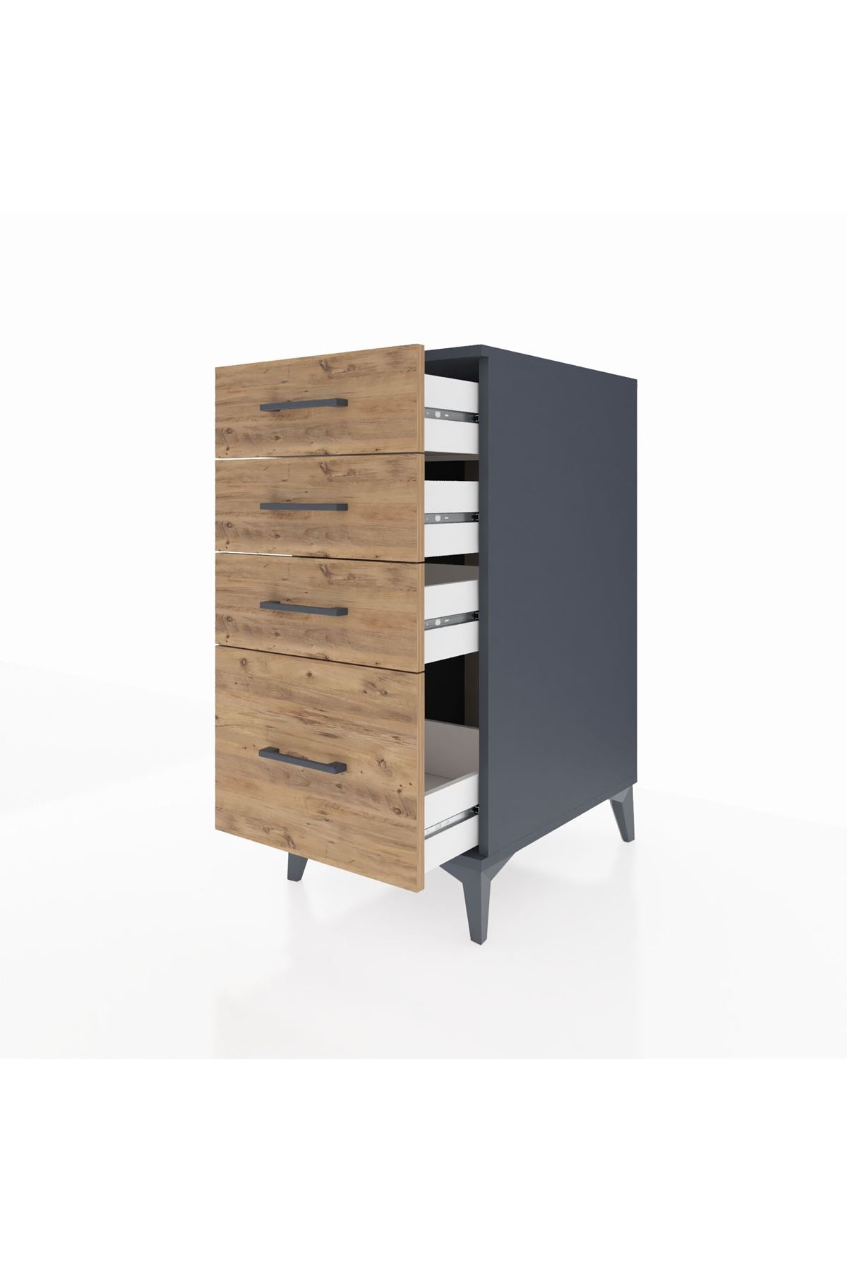 Kronos Komodin 4 Çekmeceli 44x59x96 Antrasit-Çam