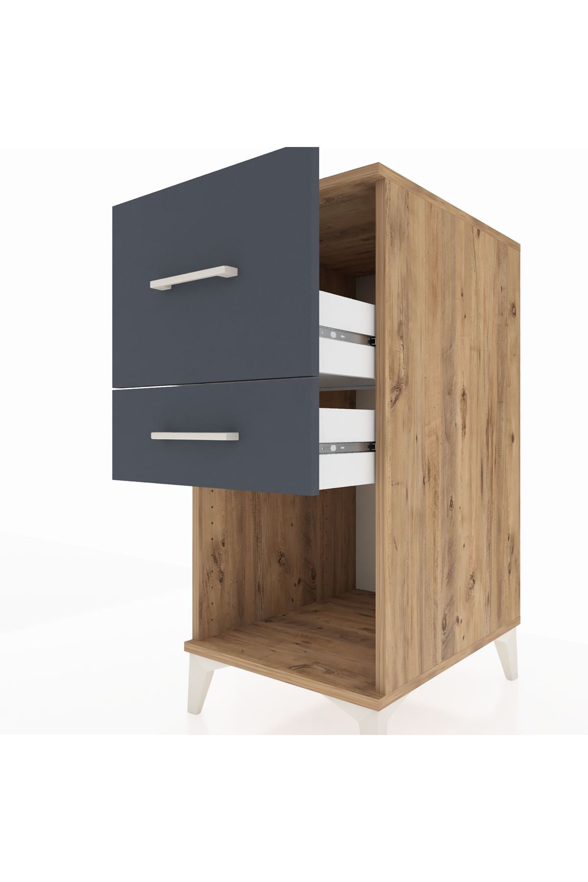 Kronos Komodin 2 Çekmeceli 44x59x96 Çam-Antrasit